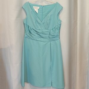 David's bridal women aqua blue dress 14 knee length formal wedding cruise